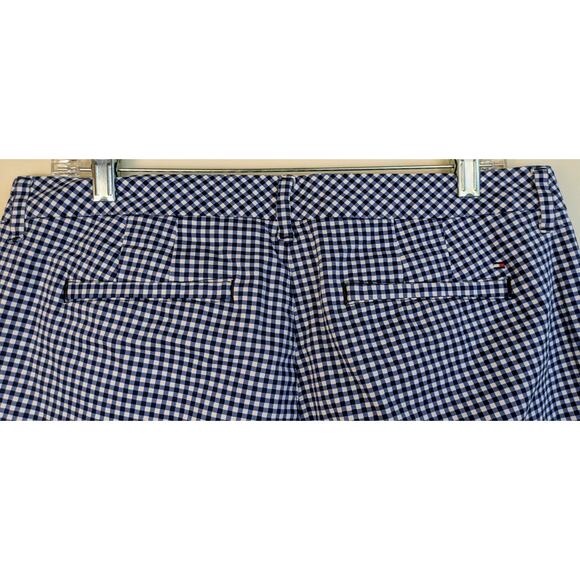 Tommy Hilfiger Stretch Career Pants 12 Blue White Gingham Check Mid Rise Cotton - Picture 6 of 12